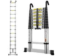 gymount Escaleras Plegables Aluminio, 4,1m Escalera Telescópica, Escalera Plegable Portátil, con Barra Estabilizadora y Ganchos Extraíbles Adecuado para Mantenimiento del hogar, Camping, Carga 150 KG
