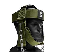 Gymreapers Arnés de cuello, mejora la fuerza del cuello y reduce el dolor de cuello, entrenador de cuello con cadena de acero inoxidable resistente de 29 pulgadas, correa de neopreno ajustable, arnés