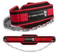 Gymreapers Cinturón con cadena para levantamiento de pesas, pull ups, dips - Cadena de acero resistente para entrenamiento con pesas adicional (rojo)