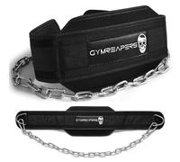 Gymreapers Cinturón con Cadena para Levantamiento de Pesas, Pull ups, dips - Cadena de acero Resistente para Entrenamiento con Pesas Adicional (Negro)
