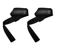 Gymreapers Correas de muñeca para levantamiento de pesas, culturismo, levantamiento de potencia, entrenamiento de fuerza y peso muerto, neopreno acolchado con algodón de 46 cm, negro/negro