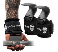 Gymreapers Ganchos de levantamiento de pesas (par), correas de muñeca resistentes para levantamiento de pesas, soporte de agarre para peso muerto, dominadas, encogimientos, guantes de gimnasio para
