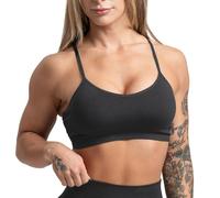 Gymreapers Infinity - Brasier Deportivo sin Costuras para Mujer, Brasier Acolchado de Ajuste de compresión para Gimnasio, Correr, Entrenamiento, Yoga y Fitness, Negro -, Medium
