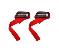 Gymreapers Muñequeras de levantamiento para levantamiento de pesas, culturismo, levantamiento de pesas, entrenamiento de fuerza, peso muerto, neopreno acolchado con algodón de 18 pulgadas (rojo)