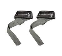 Gymreapers Muñequeras de levantamiento para levantamiento de pesas, culturismo, levantamiento de pesas, entrenamiento de fuerza, peso muerto - Neopreno acolchado con algodón de 18 pulgadas (gris)