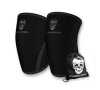 Gymreapers Rodilleras (1 par) con bolsa de deporte - aprobado por IPF - Manga de compresión para sentadillas, levantamiento de pesas y levantamiento de pesas - Mangas de neopreno de 7 mm - 1 año de