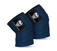 Gymreapers Rodilleras (par) con correa para sentadillas, prensa de piernas y entrenamiento cruzado, rodilleras flexibles de 72 pulgadas para sentadillas, para hombres y mujeres (azul marino)
