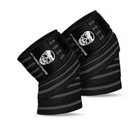 Gymreapers Rodilleras (par) con correa para sentadillas, prensa de piernas y entrenamiento cruzado, rodilleras flexibles de 72 pulgadas para sentadillas, para hombres y mujeres (gris)