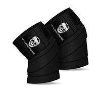 Gymreapers Rodilleras (par) con correa para sentadillas, prensa de piernas y entrenamiento cruzado - Rodilleras flexibles de 72" para sentadillas - Para hombres y mujeres - 1 año de garantía (negro)