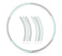 Gymtek Hula Hoop - Aro para adultos, 100 cm, con peso, diseño de ondas, para adelgazar y masaje, accesorios de fitness, color menta y gris, 6 piezas