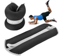 Gymtek Pesas para piernas y brazos, pesos ajustables para tobillo y muñeca, pesas de peso para pie y peso, intensificación del entrenamiento (negro, 2 x 1,5 kg)