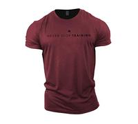 GYMTIER Camiseta de culturismo para hombre, nunca dejes de levantar, camiseta de entrenamiento de gimnasio, color granate, rojo (Maroon), XL