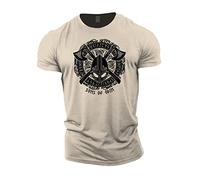 GYMTIER Sons of Odin - Casco Vikingos - Camiseta de gimnasia para hombre Entrenamiento de culturismo Entrenamiento Levantamiento Ropa superior, Arena, M