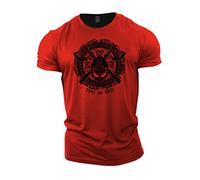 GYMTIER Sons of Odin - Casco Vikingos - Camiseta de Gimnasia para Hombre Entrenamiento de Culturismo Ropa Superior de Levantamiento, Rojo, XXL
