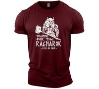 GYMTIER Sons of Odin - Entrenamiento para Ragnarok Vikings - Camiseta de gimnasia para hombre Entrenamiento de culturismo Entrenamiento Levantamiento Top Ropa, Granate, M