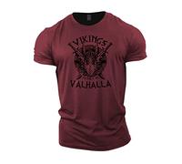 GYMTIER Sons of Odin - Victory Or Valhalla Vikings - Camiseta de gimnasio para hombre, entrenamiento de culturismo, entrenamiento, levantamiento de pesas, color granate, L