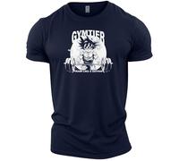 GYMTIER Train Like A Saiyan Anime - Camiseta de gimnasio para hombre, entrenamiento de culturismo, entrenamiento, levantamiento de pesas, color azul marino, L