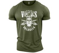 GYMTIER Vikings Victory Or Valhalla Camiseta de gimnasio para hombre, para entrenamiento de culturismo y levantamiento de pesas, verde, M