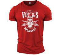 GYMTIER Vikings Victory Or Valhalla Camiseta de gimnasio para hombre, para entrenamiento de culturismo y levantamiento de pesas, rosso, XL