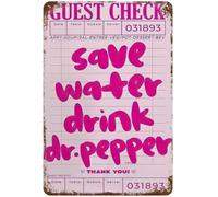 Gynaver Save Water Drink Dr Pepper Vintage Metal Sign Soda Bar Wall-Art Dorm Gift Decor 8 X 12 in
