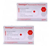 Gynea Gestagyn Preconcepción - Pack Ahorro 2 x 30 Cápsulas - Suplemento para la Fertilidad Femenina con Ácido Fólico, Hierro, Yodo, DHA y Vitaminas - Preparación para el Embarazo