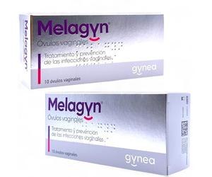 Gynea Melagyn Óvulos - Pack Ahorro 2 x 10 Óvulos - Con Extracto de Aloe Vera, Ácido Láctico y PHMB - Ayuda a Mantener el Equilibrio de la Flora Íntima Femenina - Hidratación y Protección Vaginal