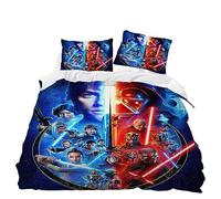 GYORI Star Wars Juego de Ropa de Cama, Funda de Almohada 80x80cm, Funda Nórdica 135x200cm, con Cremallera, Sábana Bajera Anime Decoración Regalos para Niños (C, 135x200+75x50cm)