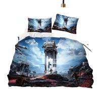 GYORI Star Wars Juego de Ropa de Cama, Funda de Almohada 80x80cm, Funda Nórdica 135x200cm, con Cremallera, Sábana Bajera Anime Decoración Regalos para Niños (A, 135x200+80x80cm)