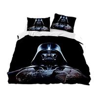 GYORI War Star Juego de ropa de cama, funda de almohada de 80 x 80 cm, funda nórdica de 135 x 200 cm, sábana bajera con diseño de Darth Vader, diseño de anime, regalos para niños (B, 200 x 200 + 75 x