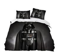 GYORI War Star Juego de ropa de cama, funda de almohada de 80 x 80 cm, funda nórdica de 135 x 200 cm, sábana bajera con diseño de Darth Vader, diseño de anime, regalos para niños (A, 220 x 240 + 75 x