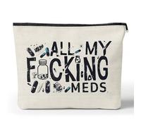 GyovinnJuwanua Divertida bolsa de maquillaje para medicina, regalo de medicina, organizador divertido de medicina, bolsa de cosméticos de viaje, bolsa de almacenamiento de píldoras, bolsa llena de