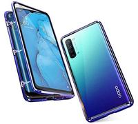Gypsophilaa Funda para OPPO Find X2 Lite Adsorción Magnética Carcasa 360 Grados Protección Case Cover Transparente Ambos Lados Vidrio Templado Cubierta Choque Metal Flip Cover
