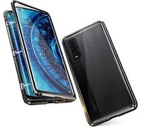 Gypsophilaa Funda para OPPO Find X2 Pro Adsorción Magnética Carcasa 360 Grados Protección Case Cover Transparente Ambos Lados Vidrio Templado Cubierta Choque Metal Flip Cover