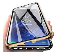 Gypsophilaa Funda para OPPO Reno 4 5G Adsorción Magnética Carcasa 360 Grados Protección Case Cover Transparente Ambos Lados Vidrio Templado Cubierta Choque Metal Flip Cover