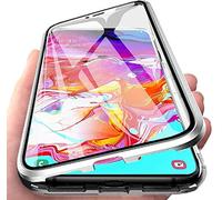 Gypsophilaa Funda para OPPO Reno 4 5G Adsorción Magnética Carcasa 360 Grados Protección Case Cover Transparente Ambos Lados Vidrio Templado Cubierta Choque Metal Flip Cover