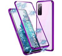 Gypsophilaa Funda para Samsung Galaxy S20 FE Adsorción Magnética Carcasa 360 Grados Protección Case Cover Transparente Ambos Lados Vidrio Templado Cubierta Choque Metal Flip Cover