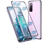 Gypsophilaa Funda para Samsung Galaxy S20 FE Adsorción Magnética Carcasa 360 Grados Protección Case Cover Transparente Ambos Lados Vidrio Templado Cubierta Choque Metal Flip Cover