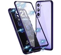 Gypsophilaa Funda para Samsung Galaxy S21 Adsorción Magnética Carcasa 360 Grados Protección Case Cover Transparente Ambos Lados Vidrio Templado Cubierta Choque Metal Flip Cover