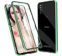 Gypsophilaa Funda para Sony Xperia 1 IV Adsorción Magnética Carcasa 360 Grados Protección Case Cover Transparente Ambos Lados Vidrio Templado Cubierta Choque Metal Flip Cover