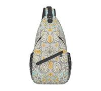 Gypsy Floral en Gris Amarillo Sling Mochila Chest Crossbody Bag Casual Daypack para Hombres y Mujeres