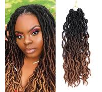 Gypsy Goddess Faux Locs Cabello Ganchillo 3 Tonos Rizado Giro Pre-Looped Trenzas Sintéticas Extensiones Rastas para Mujeres Negras(C2,18 in(6Pack))