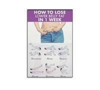 GYQYJPFZM 30 Day Yoga Challenge for Belly Fat: Home Workout Chart with Poses for Core Strength, Flexibility & Weight Loss, Motivational Wall-Art(Framed,08x12inch(20x30cm))