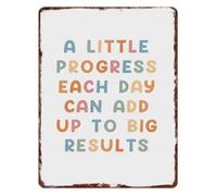 GYQYJPFZM A Little Progress Each Day Motivational Quote Aluminum Sign Wall-Art for Home Office Gym 8 X 12 in