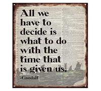 GYQYJPFZM All We Have to Decide is What to Do with The Time That is Given Metal Sign Inspirational Wall Decor 8 X 12 in