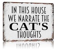 GYQYJPFZM Cat Person Gift Metal Sign Narrate The Cats Thoughts Quote Vintage Aluminum Sign Humorous Wall-Art for Living Room Kitchen 8 X 12 in