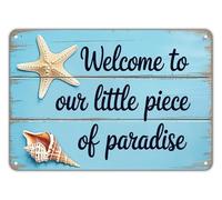 GYQYJPFZM Funny Metal Sign Welcome To Paradise Island Vibes Vintage Tin Plaque For Backyard Garden Home Beach Room Wall Decor 8 X 12 inch