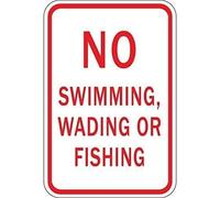 GYQYJPFZM Funny Novelty Metal Tin Sign No Swimming Wading Or Fishing Humor for Backyard Pond Koi Fish Pond Decor Gift 8 X 12 inch