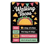 GYQYJPFZM How to Make Walking Tacos Metal Sign Vintage Recipe Wall-Art for Home Bar BBQ Party Nacho Cooking Instruction Tin Plate 8 X 12 inch