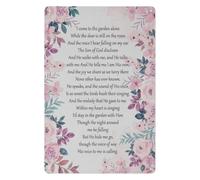 GYQYJPFZM I Come To The Garden Alone Floral Metal Sign Scripture Verse Rustic Wall-Art For Home Bedroom Women 8 X 12 inch