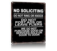 GYQYJPFZM No Soliciting Do Not Disturb Funny Metal Tin Sign Vintage Warning Sign for Business Entrance Porch Front Door 8 X 12 in